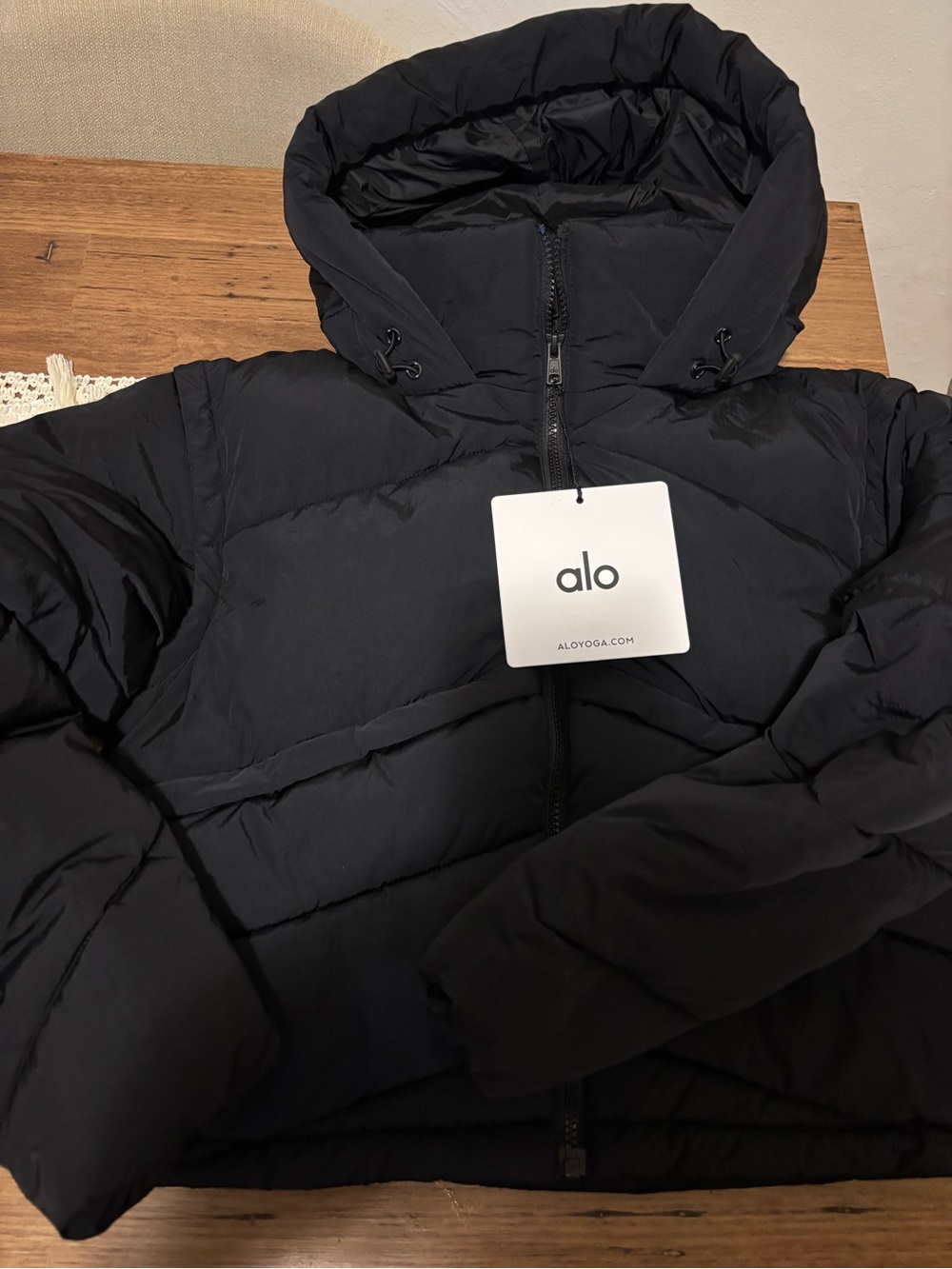 ALO Yoga women Black Hooded Puffer Jacket